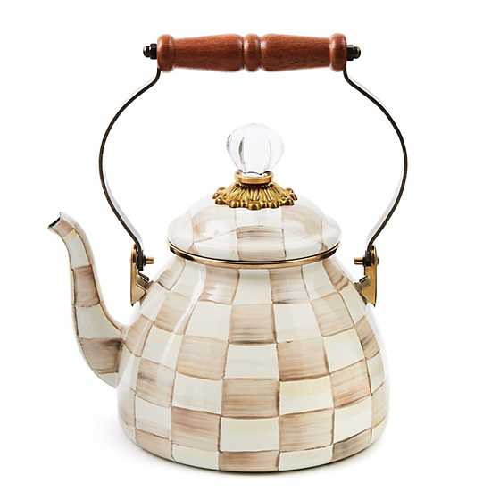 Mocha Check 2 Quart Tea Kettle | MacKenzie-Childs