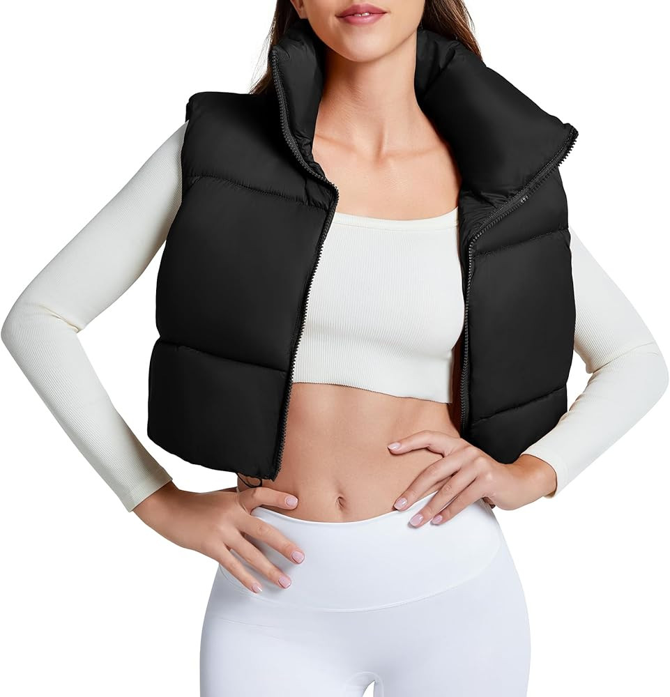 Zando Cropped Puffer Vest Women Sleeveless Outerwear Winter Vest Tops Jackets Lightweight Vests f... | Amazon (US)