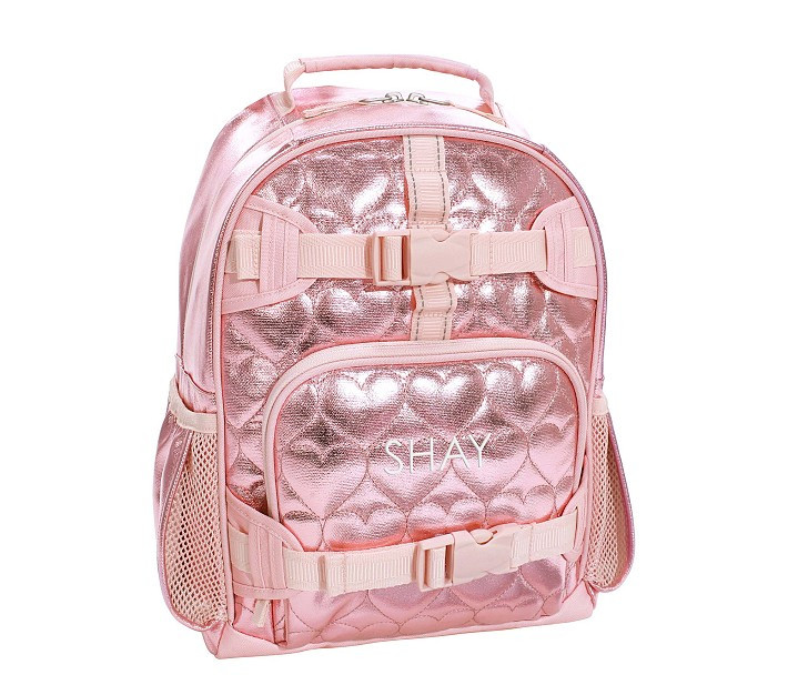 Mackenzie Pink Metallic Hearts Backpacks | Pottery Barn Kids