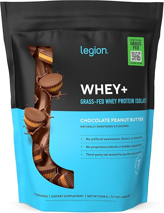 LEGION Whey+ Protein Whey Isolate from Grass Fed Cows (Chocolate Peanut Butter, 60 Servings) - Wh... | Amazon (US)