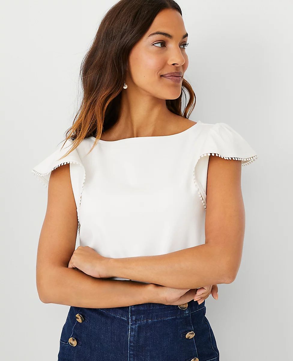 Bobble Flutter Sleeve Top | Ann Taylor (US)