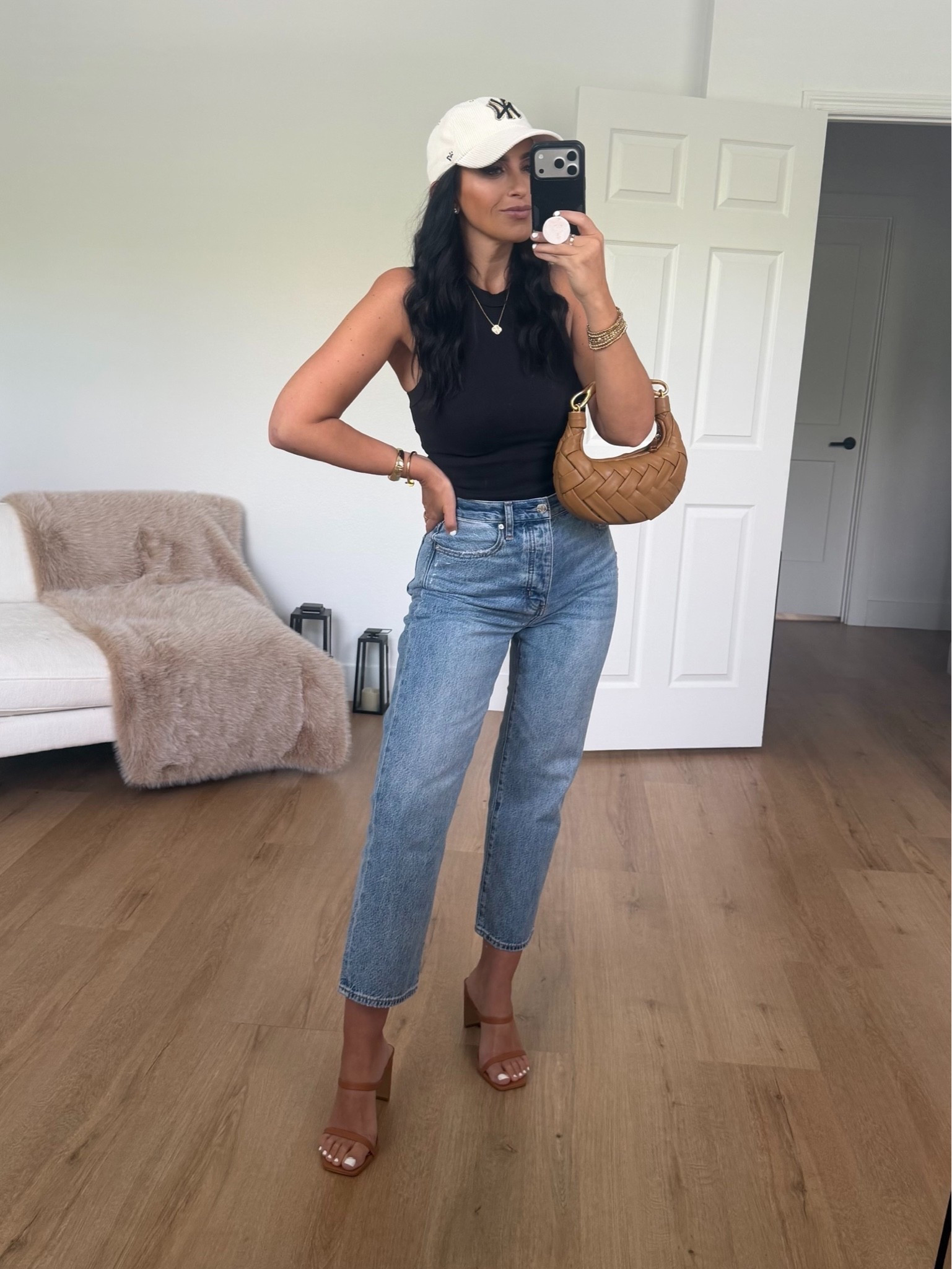 Pistola jeans wearing size 27. Vitamin A tank