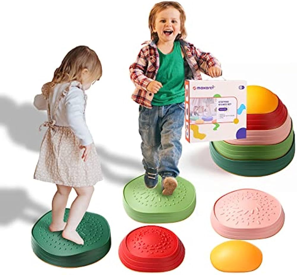 Stepping Stones for Kids,5pcs Non-Slip Plastic Balance River Stones for Promoting Children's Coor... | Amazon (US)