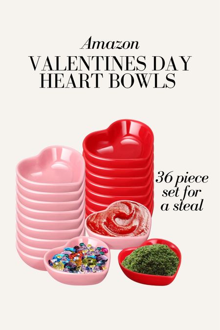 Amazon Valentine’s Day heart bowls - set of 36!! Valentine’s Day party, Valentine’s Day decor, Galentines day 

#LTKSeasonal #LTKfindsunder50 #LTKhome