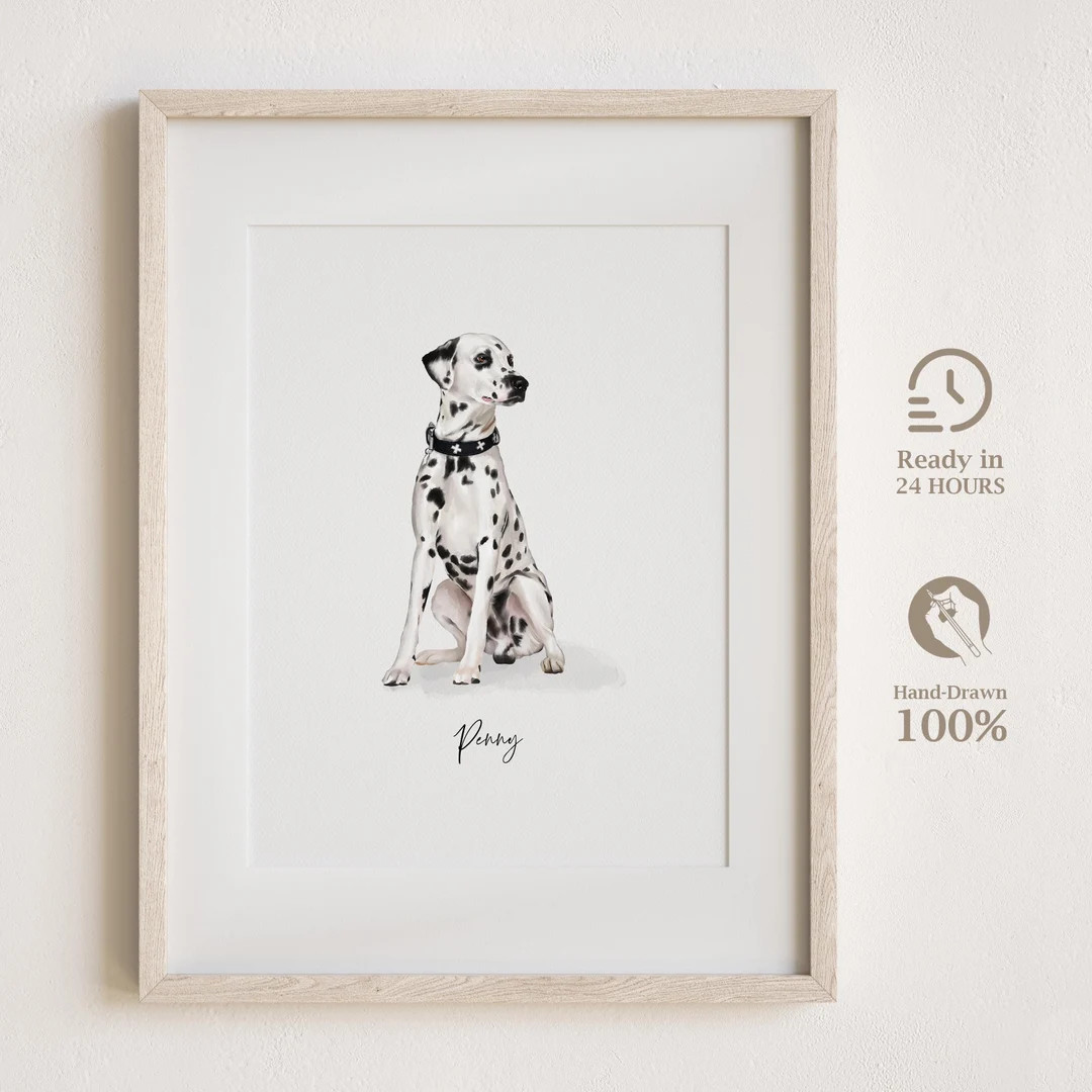 Custom Pet Portrait, Personalised Dog Illustration, Dog Cat Wall Art, Hand Drawn Pet, Pet Memoria... | Etsy (US)