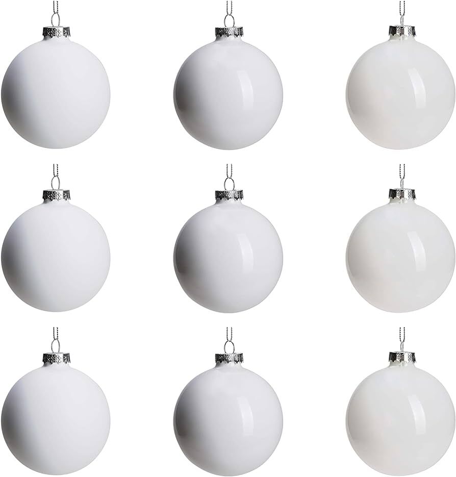 DN DECONATION White Glass Christmas Ball Ornaments, 3.15” Hanging Christmas Baubles for Xmas Tr... | Amazon (US)