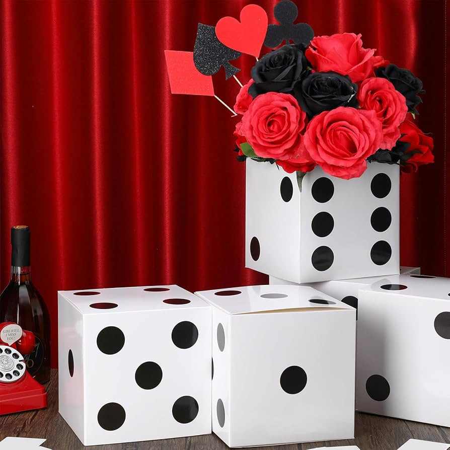 Sinmoe 6 Pcs Casino Dice Favor Boxes Bulk 7 x 7 x 7 Inch Casino Themed Party Supplies Night Las V... | Amazon (US)