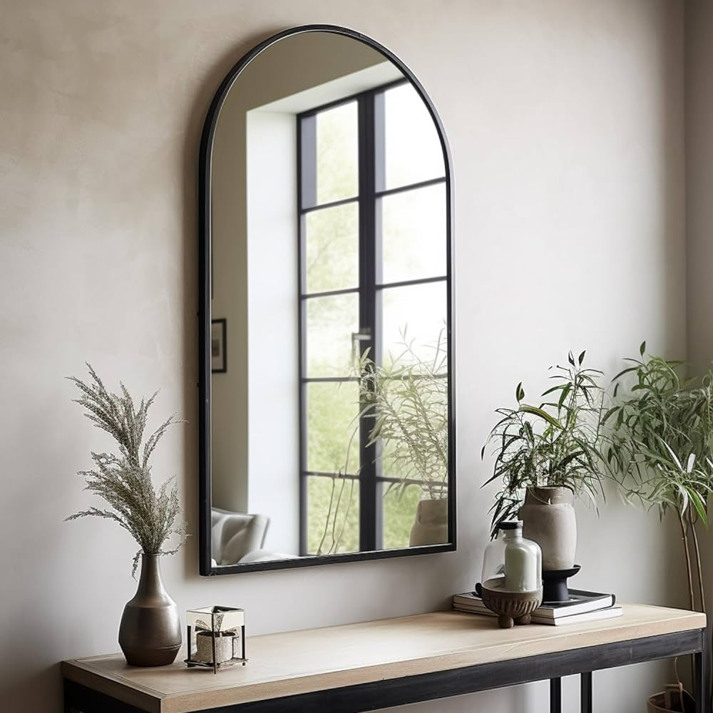 Arched Wall Mounted Mirror, 42"x24", Arch Black Mirror for Bathroom Vanity, Living Room or Bedroo... | Amazon (US)