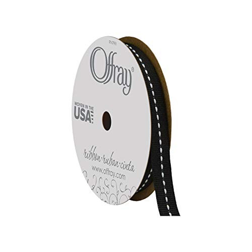 Offray, Black & White Center Stitch Craft Ribbon, 3/8-Inch x 12-Feet | Amazon (US)