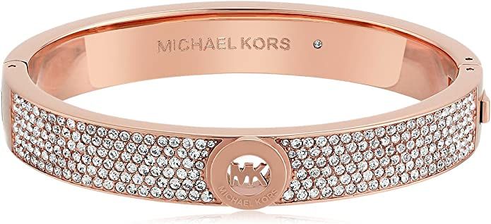 Michael Kors Rose Gold Tone Pave Fulton Hinge Bangle Bracelet | Amazon (US)