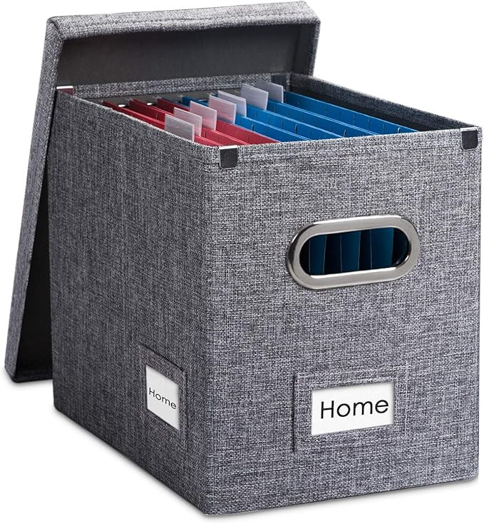 PRANDOM File Organizer Box - Set of 1 Collapsible Decorative Linen Filing Storage Hanging File Fo... | Amazon (US)