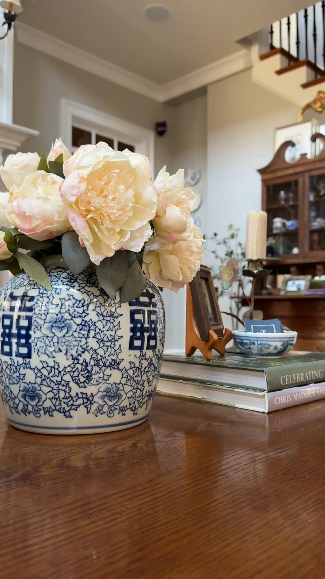 This chinoiserie ginger jar is so good that I also bought 2 of the taller version! 2 of the 2 pack faux peonies are used here. Spring decor perfection. #amazonhome #classichome #

#LTKSeasonal #LTKStyleTip #LTKHome