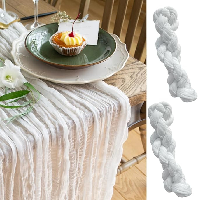 Your Magic Moment White Cheesecloth Table Runner Set of 2, 12 ft Cotton Gauze Runner Rustic Table... | Amazon (US)