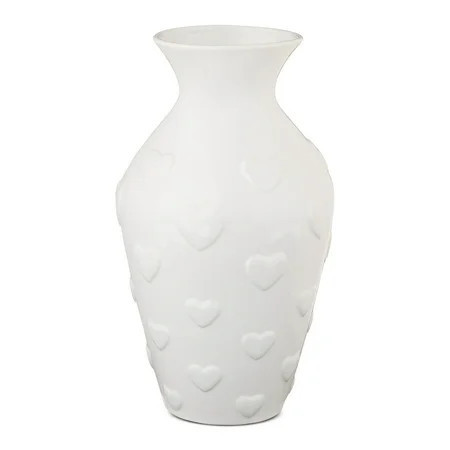 Ceramic Valentine's Day Heart Vase, White, 12", by My Texas House | Walmart (US)