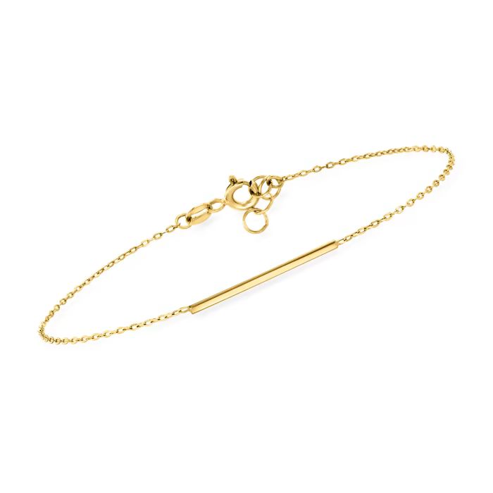 Italian 14kt Yellow Gold Bar Bracelet. 6.5" | Ross-Simons