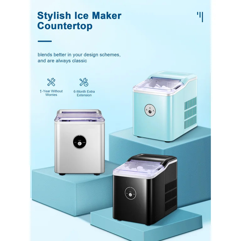 AICOOK Ice Maker Countertop, 28 Lbs. Ice In 24 Hrs, 9 Ice Cubes Ready In 5 Minutes, Portable Ice ... | Walmart (US)