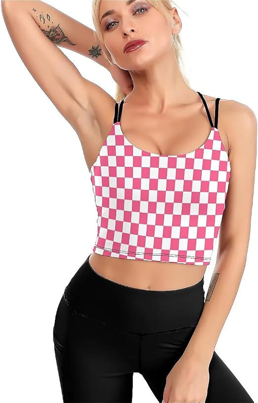 High Impact Sports Bras for Women Longline Padded Workout Running Crop Tops Support Yoga Tank Top | Amazon (US)