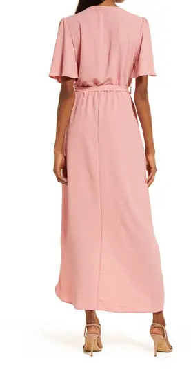 Fraiche by J Flutter Sleeve Faux Wrap Maxi Dress | Nordstrom | Nordstrom