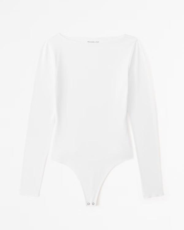 Long-Sleeve Cotton-Modal Slash Bodysuit | Abercrombie & Fitch (UK)