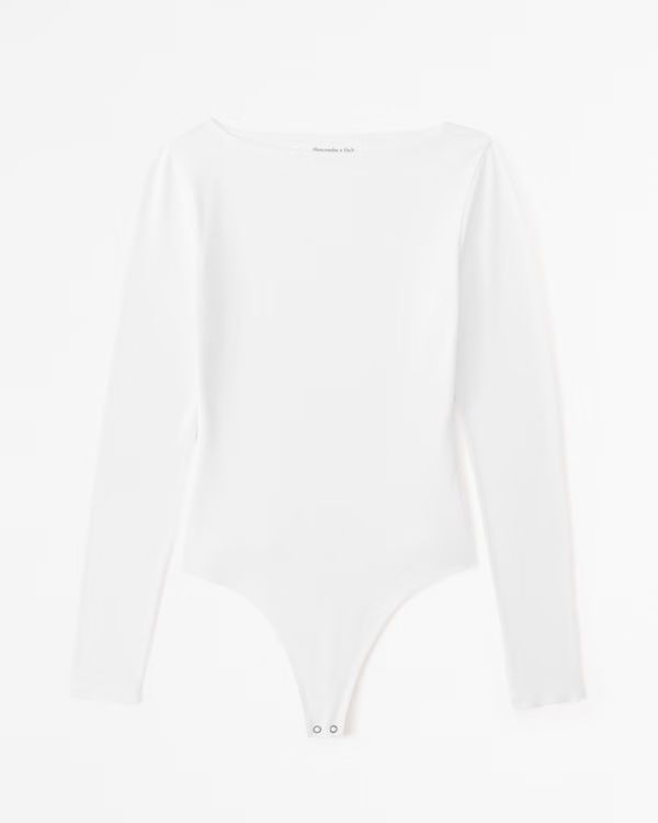 Long-Sleeve Cotton-Modal Slash Bodysuit | Abercrombie & Fitch (UK)