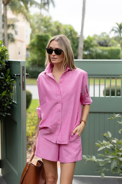 Carolyn Shirt Oxford - Rose Pink | Julia Amory