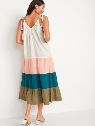 Sleeveless Tasseled Color-Block All-Day Maxi Swing Dress for Women | Old Navy (US)