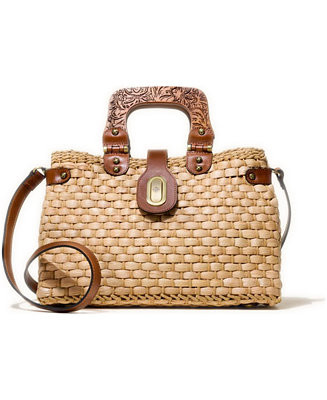 Sancia Large Woven Satchel Bag | Macy's