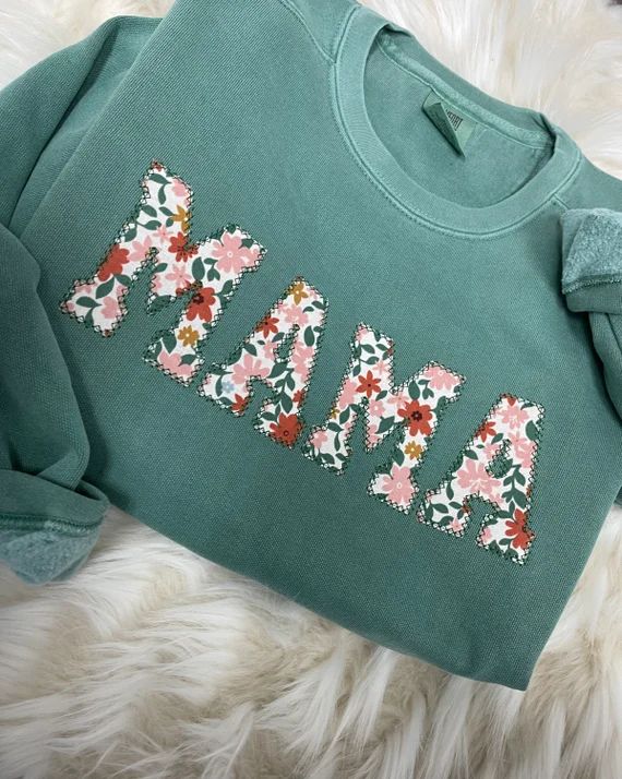 Comfort Colors Mama Embroidered Fall Floral Applique | Etsy | Etsy (US)
