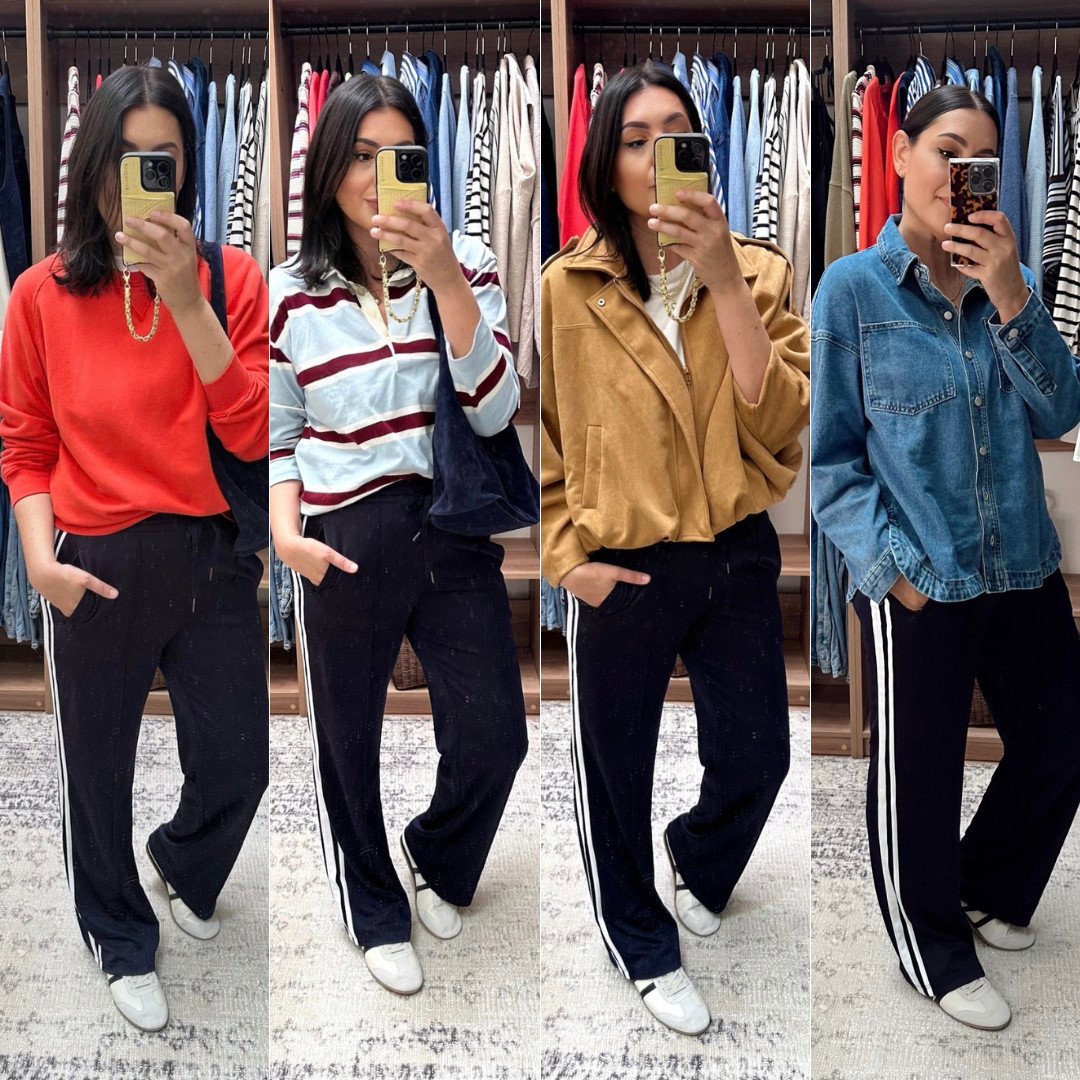 I love this track pants trend! I found this pair from Amazon and love that they have an inseam option. I'm in the large 32" inseam! Highly recommend.  

 