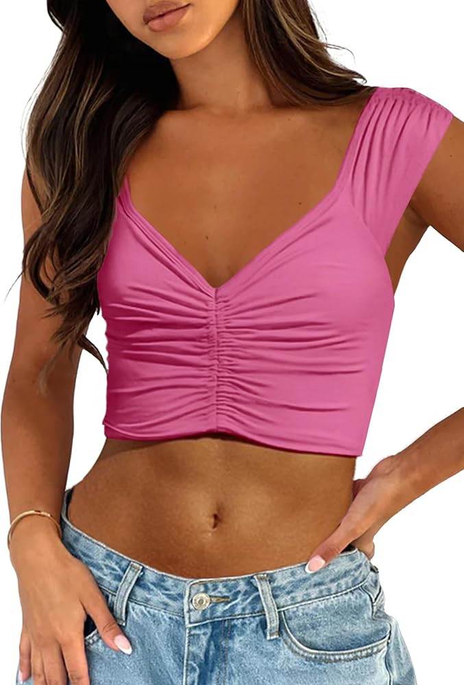 Zeagoo Women's Y2k Tank Tops Sweetheart Neck Going Out Crop Top Cute Slim Fitted Workout Tops | Amazon (US)