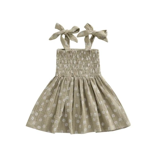 aturustex Toddler Girls Summer Sling Dress Lovely Daisy Print Sleeveless Princess Dress Infant Ou... | Walmart (US)
