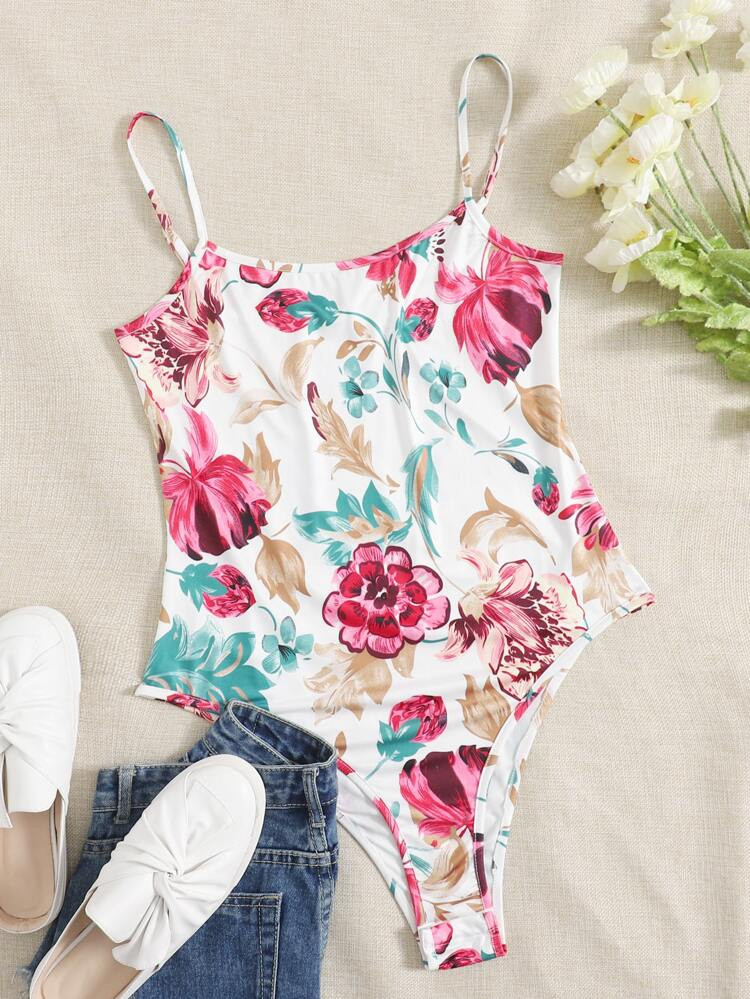 Plus Floral Cami Bodysuit | SHEIN