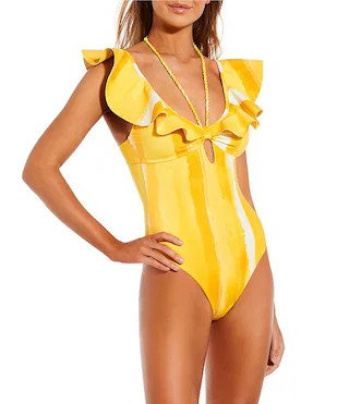 x M.G. Style Beaufort Ruffle One Piece Swimsuit | Dillard's