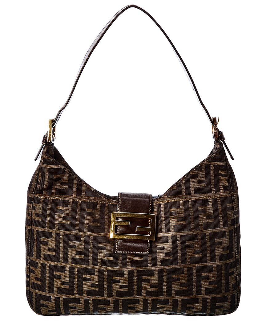 FENDI Brown Zucca-Print Canvas Shoulder Bag | Ruelala