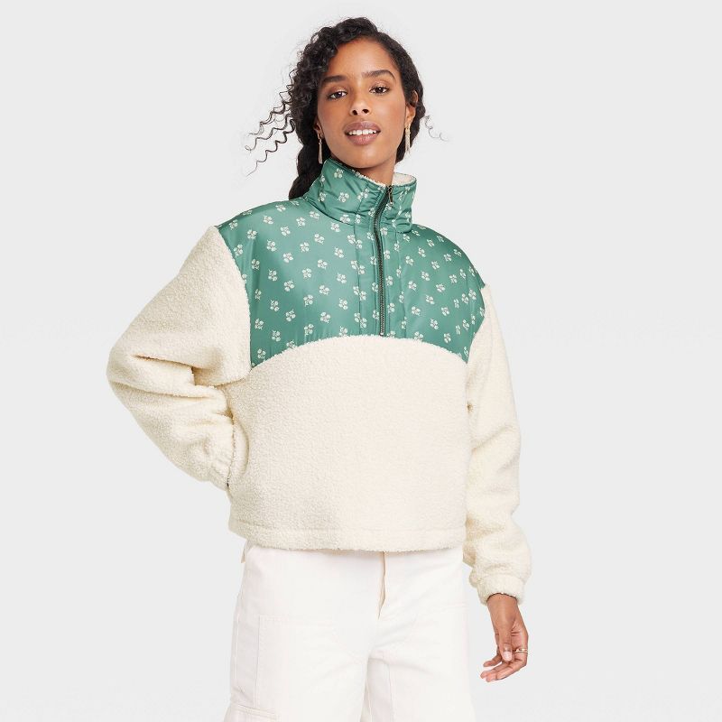Women's Colorblock Quarter Zip Sherpa Sweatshirt - Universal Thread™ | Target