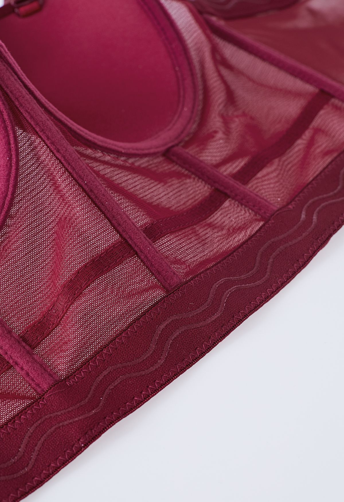 Solid Color Underwire Bustier Crop Top in Burgundy | Chicwish