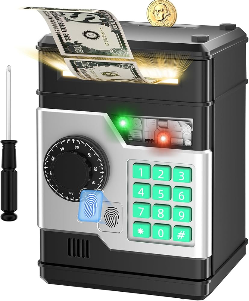 Piggy Bank, Automatic Electronic Piggy Bank for Kids Boys Girls with Password and Fingerprint Unl... | Amazon (US)
