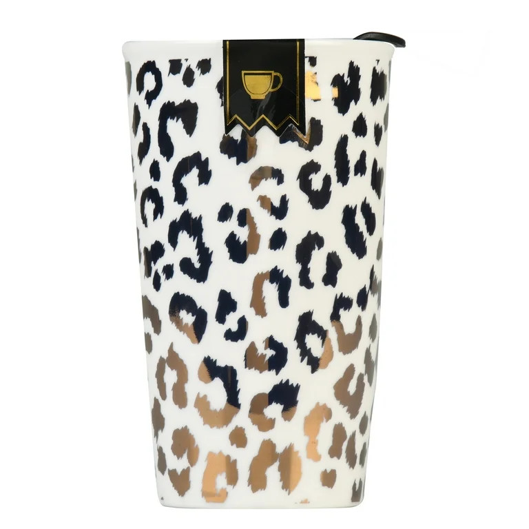 Home Essential Ceramic Cheetah Print Travel Mug, 12 fl oz | Walmart (US)