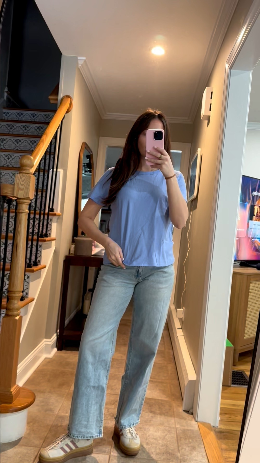 Great basic tee on major sale! Comes in a bunch of colors 
Wearing size M 
Jeans - sized up a size 

#LTKFindsUnder100 #LTKFindsUnder50 #LTKSaleAlert