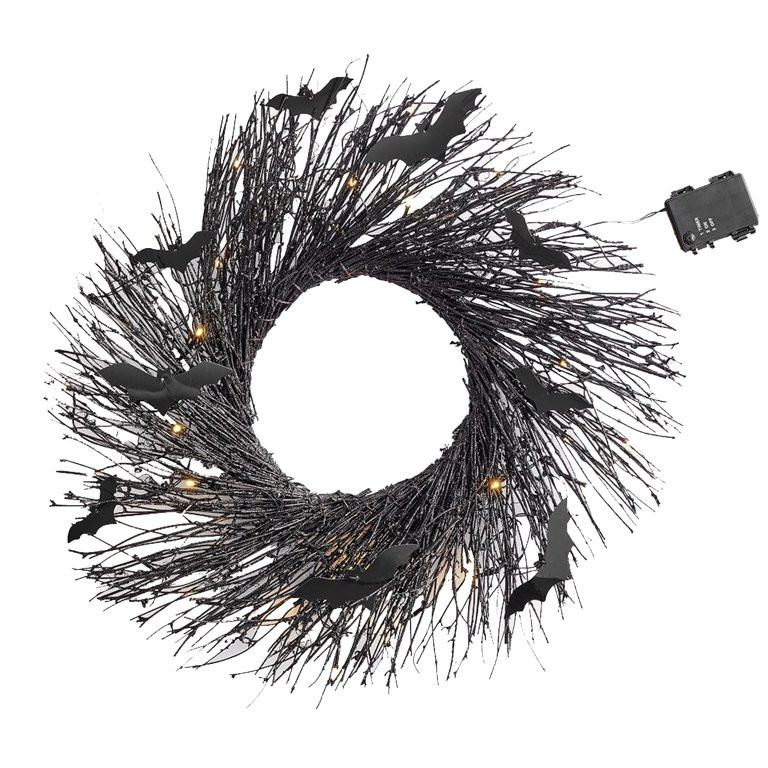 Black Halloween Wreath Bat Wreath Door Wreath With Glitter Bats Halloween Party Decorations | Walmart (US)