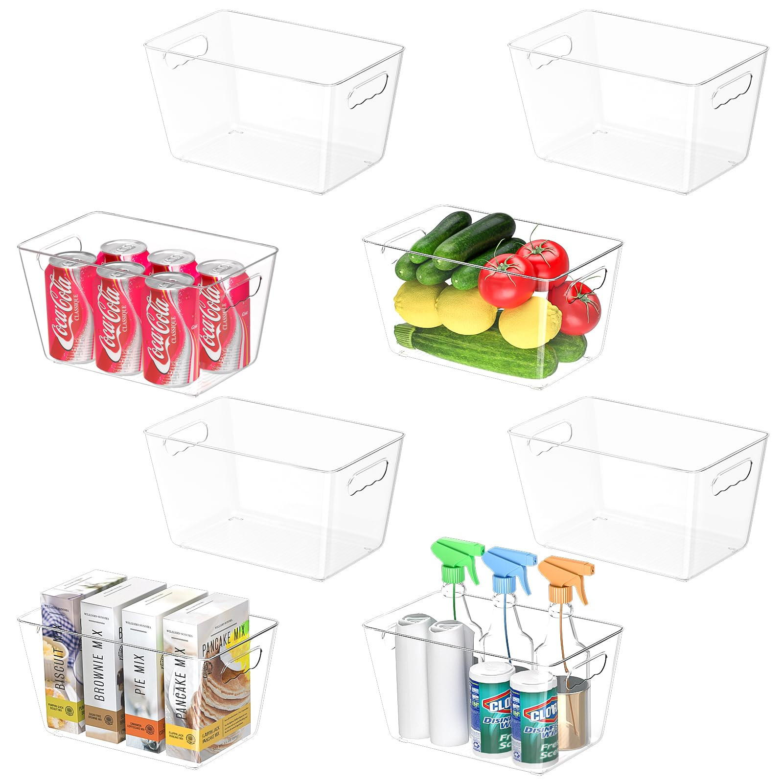 BALEINE Pantry Organizers and Storage Bins, 8 PK Plastic Clear Storage Bins, BPA Free Fridge Orga... | Amazon (US)
