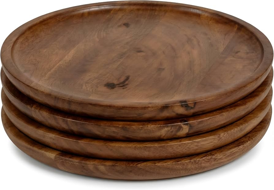 CLEENTABLE 11'' Wood Appetizer Plates - Party Chargers Large Plates & Platters Great for Elegant ... | Amazon (US)