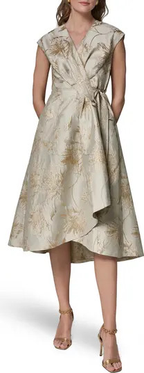 Metallic Jacquard Midi Wrap Dress | Nordstrom