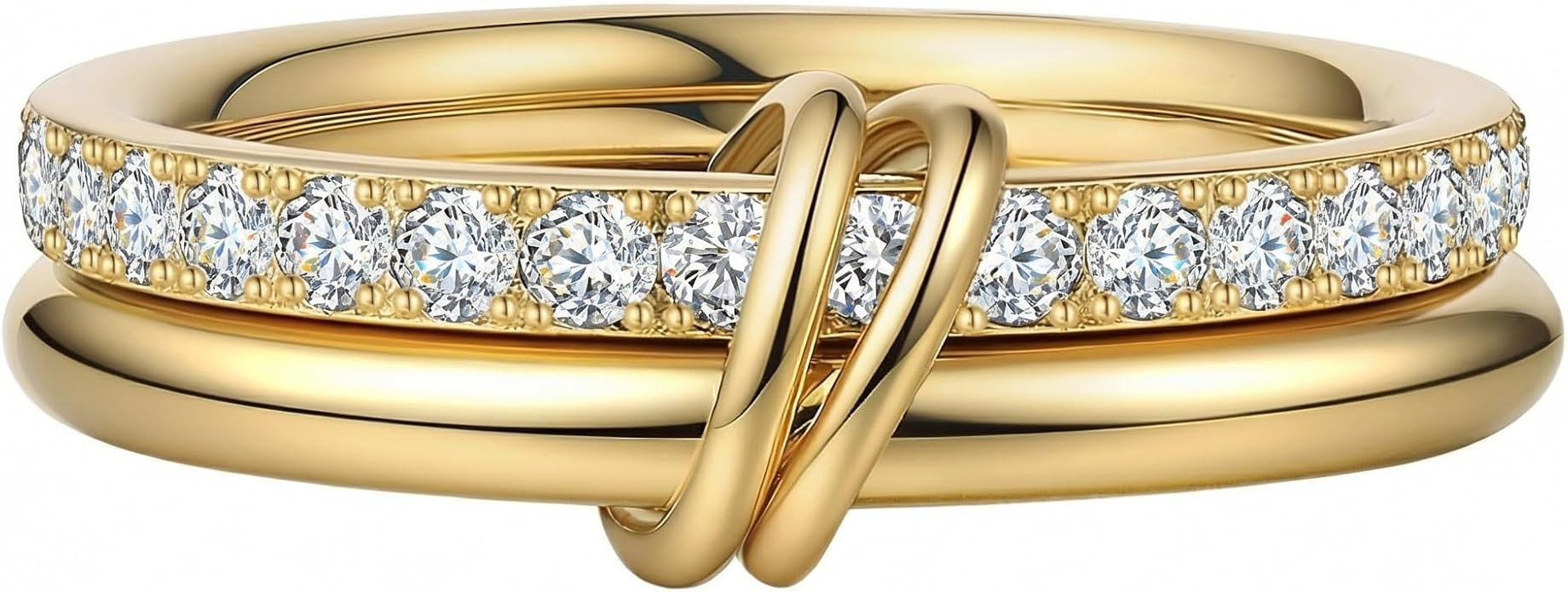 PDWZNBA 18K Gold-plated Stackable Rings for Women Interlocking Ring Gold-Silver Mixed Statement R... | Amazon (US)