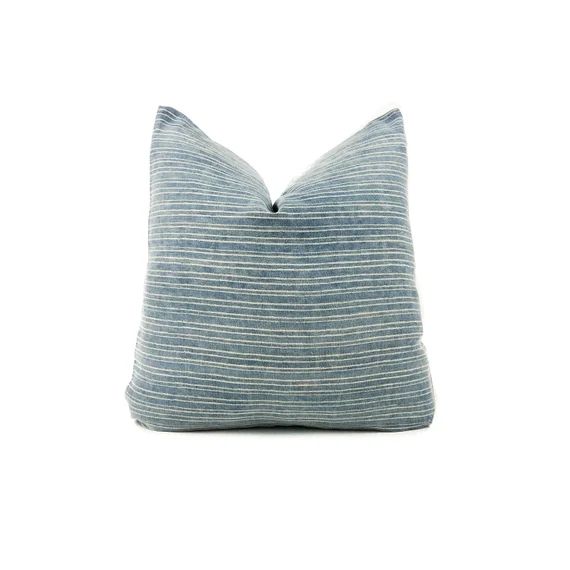 Vintage Blue and Cream Stripe Designer Pillow Cover  Blue | Etsy | Etsy (US)