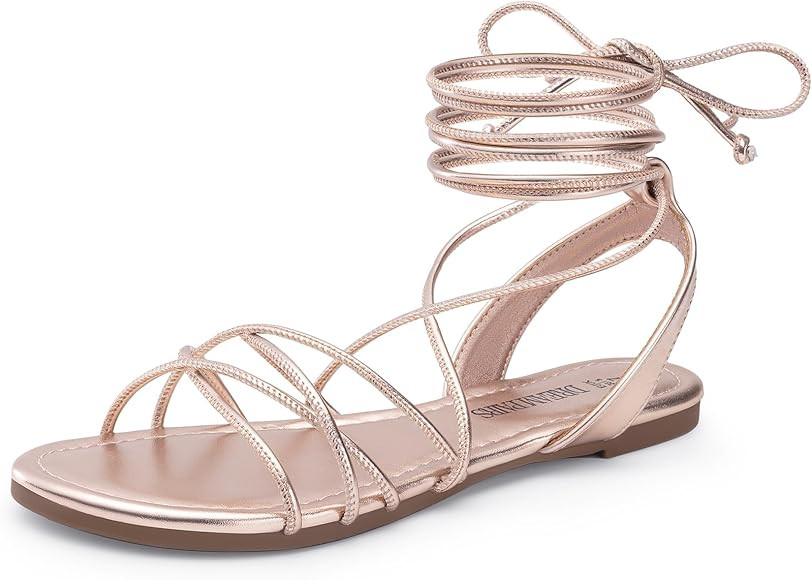 DREAM PAIRS Lace-up Gladiator Sandals Strappy Dressy Summer Flat Sandals for Women | Amazon (US)
