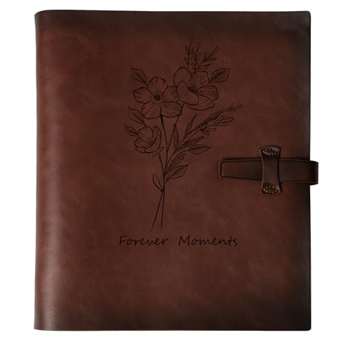 Photo Album 4x6 200 Photos, Genuine Leather Photo Albums with Writing Space with 30 Writing Paper, Travel Family Wedding Kids Graduation Ultrasound Baby Picture Album Scrapbook Photo Album（Flowers） | Amazon (US)