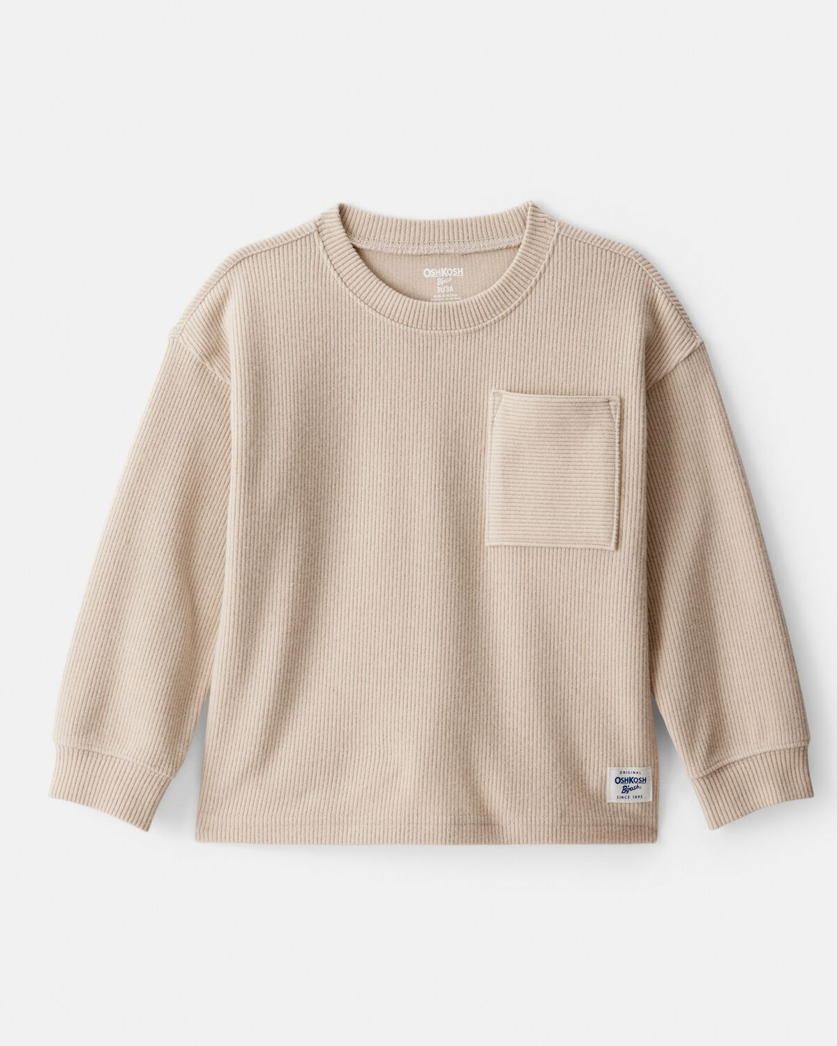 Toddler Boy Ribbed Long-Sleeve Pocket Tee - Tan - OshKosh B'gosh | Carter's | Carter's Inc