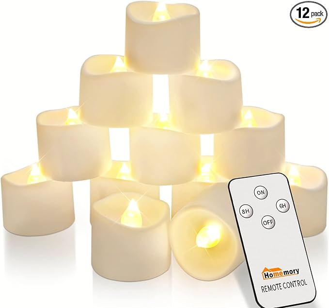 Homemory Flickering Flameless Candles with Remote, Timer Candles Battery Operated, Tea Lights Can... | Amazon (US)
