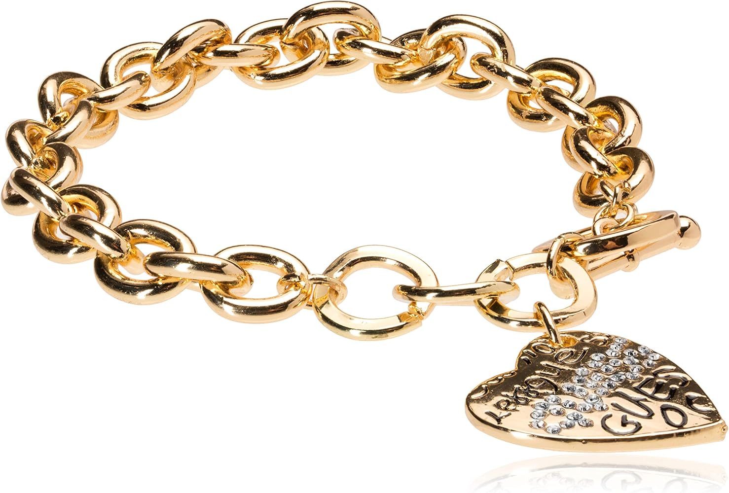 GUESS "Basic" Graffiti Logo Heart Toggle Charm Bracelet | Amazon (US)